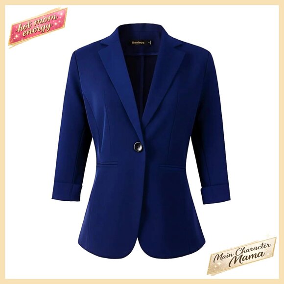 Lightweight 3/4 Sleeve Blazer Jacket for Office Work Casual Wear